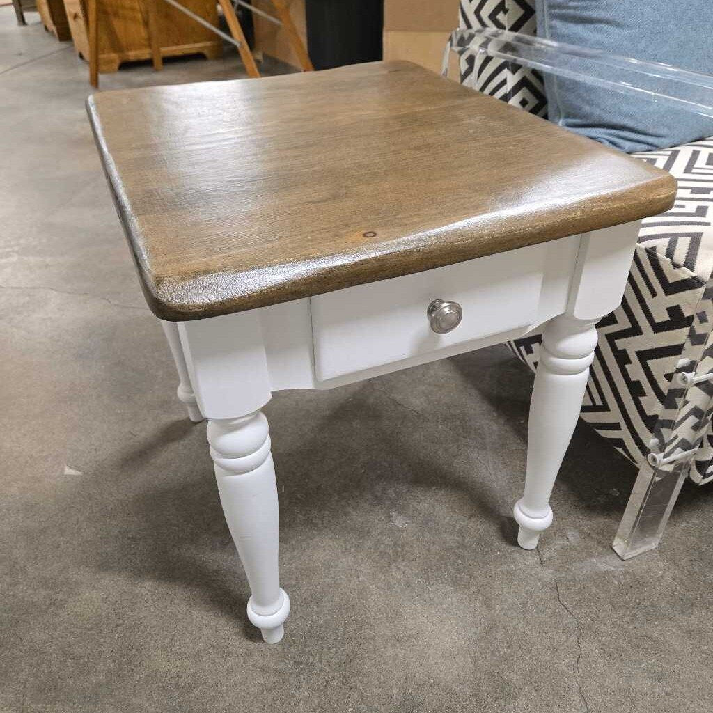 REFINISHED WHITE END TABLE