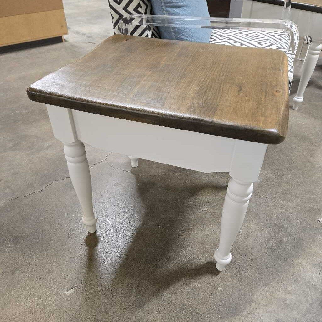 REFINISHED WHITE END TABLE