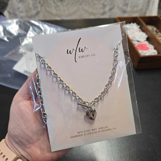 SILVER PUFFY HEART NECKLACE