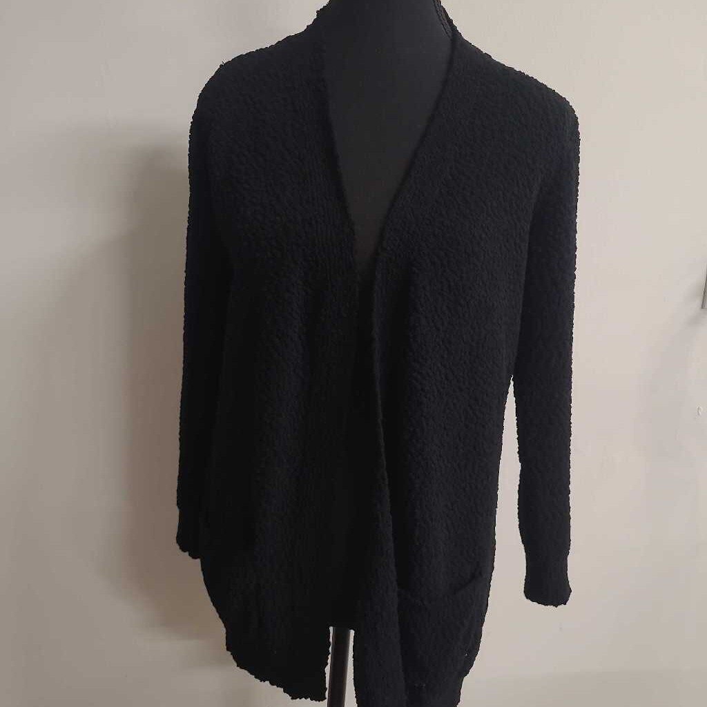 BLACK TEXTURED CARDIGAN