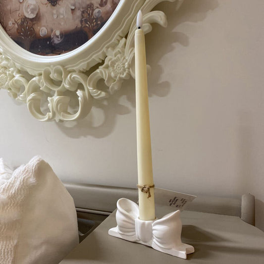 Handcrafted Cement Bow Tapper Candle