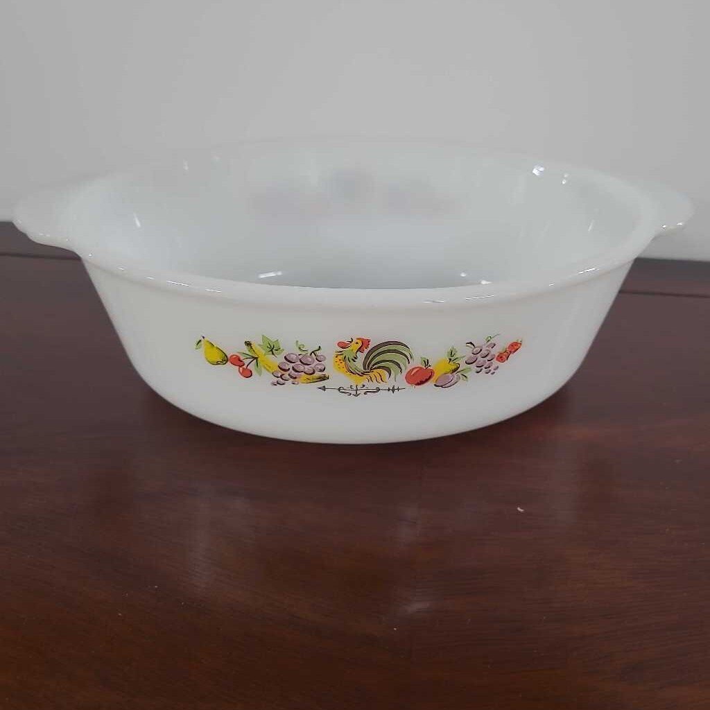 VINTAGE ANCHOR HOCKING FIREKING ROOSTER BAKING DISH