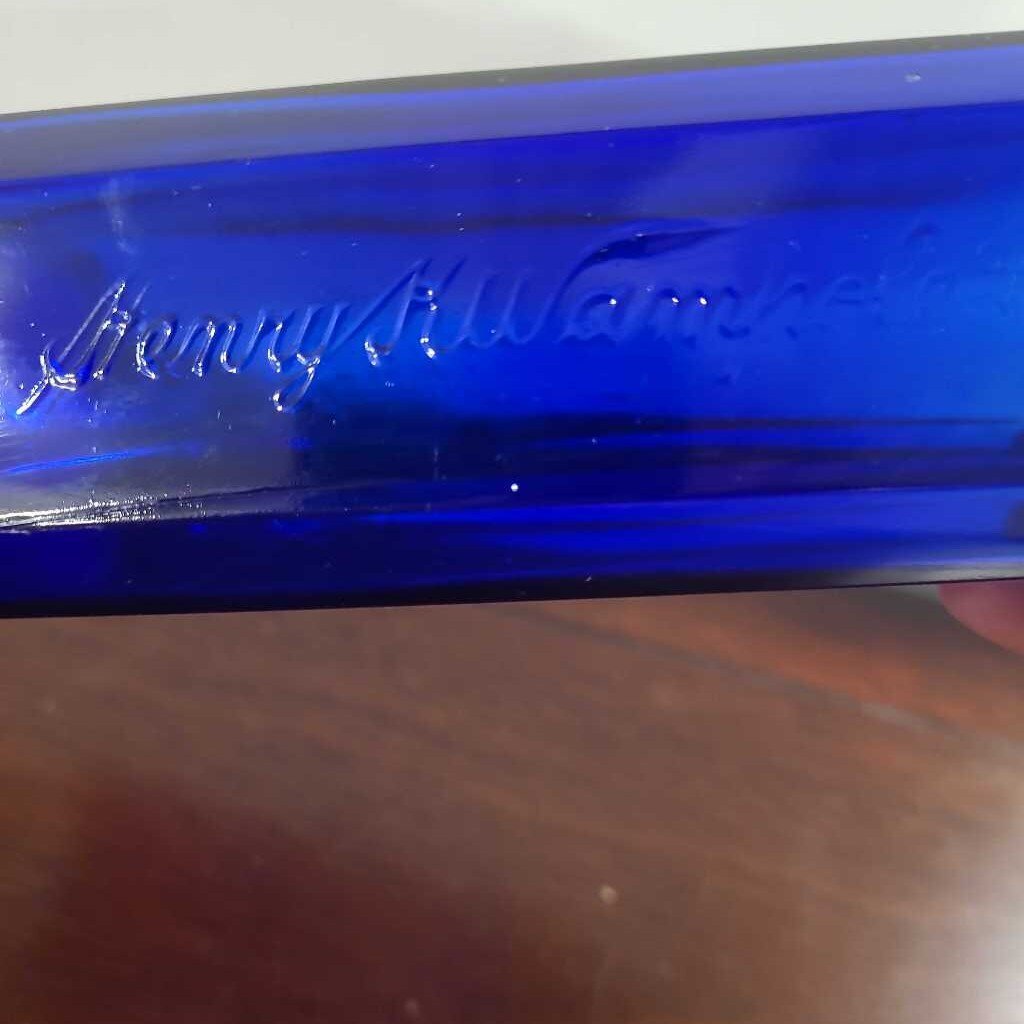 HENRY K. WAMPOLE COBALT MEDICINE BOTTLE PRE 1930'S 9 INCHES
