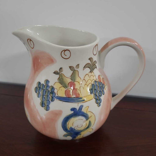 LAURA ASHLEY HAND PAINTED PITCHER WITH FRUIT DATED 1994