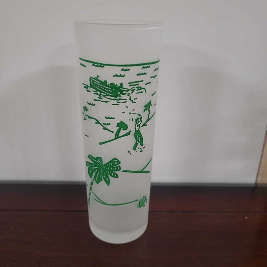 VINTAGE FROSTED GOLF VACATION GLASS