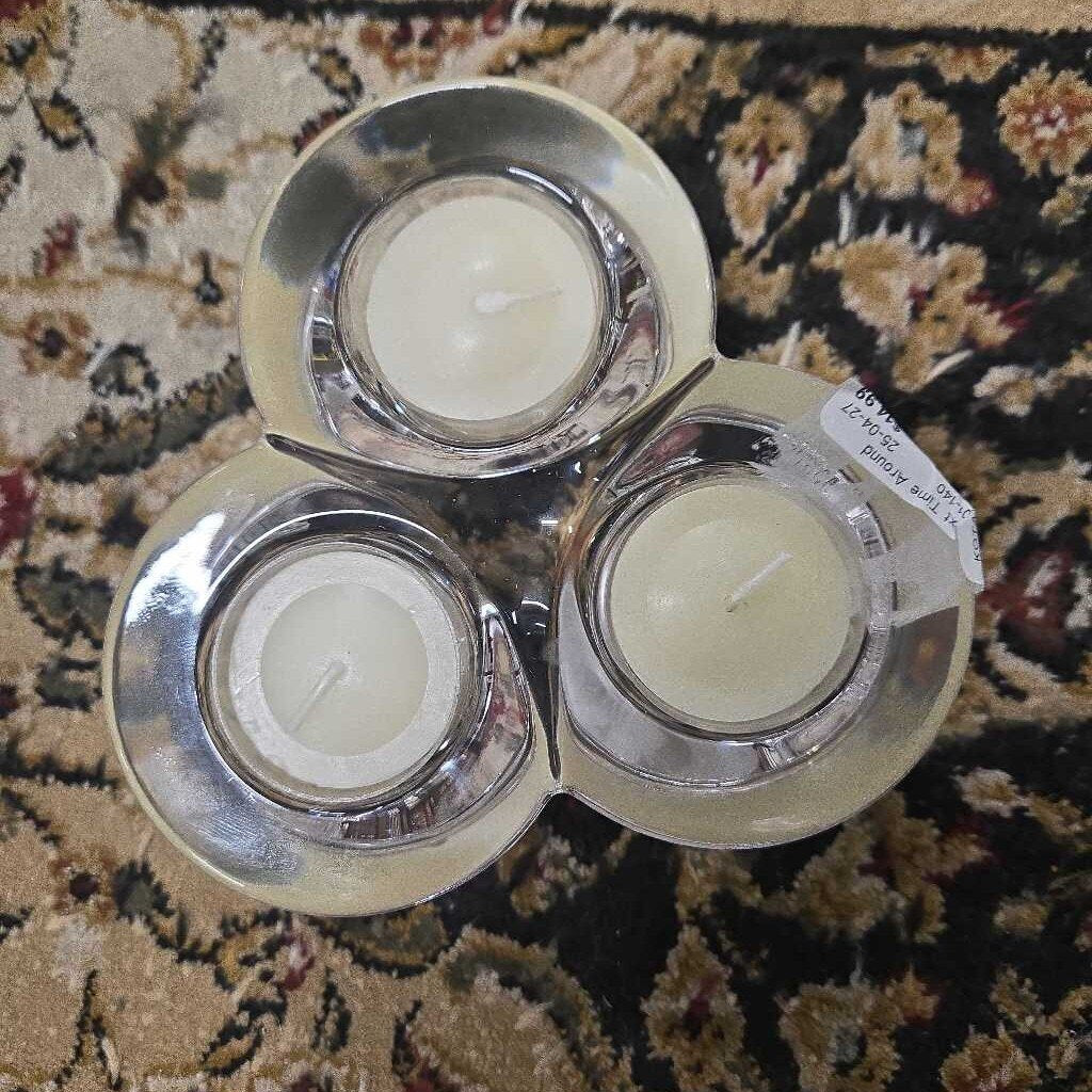 3 PT. TEA LT. CANDLE W/DIAMOND POINT FT. CLEAR GLASS LTS. INCL