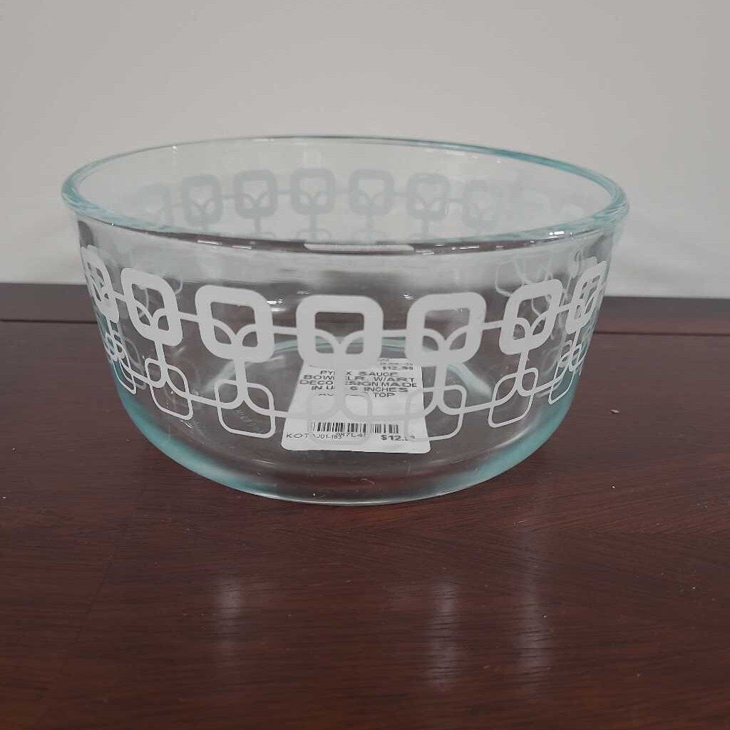 PYREX SAUCE BOWL CLR. W/ART DECO DESIGN MADE IN USA