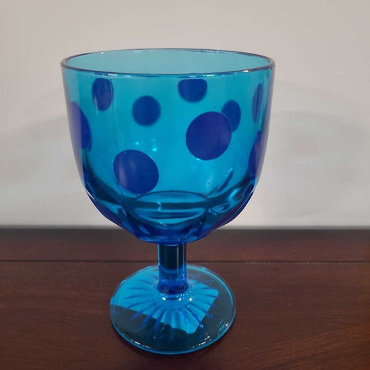 VTG TURQUOISE POLKA DOT GOBLET