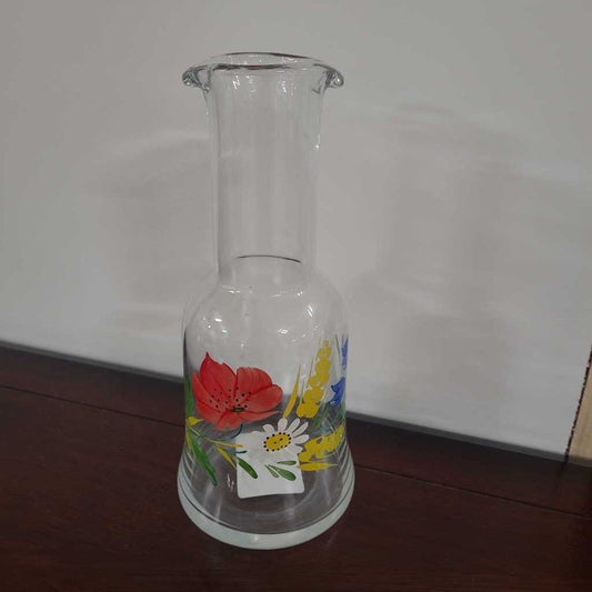 VTG TWO LIP DECANTER W/HAND PTD FLORALS