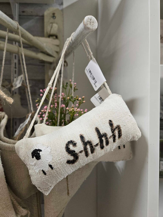 VINTAGE GRAIN SACK SHEEP DOOR HANGER