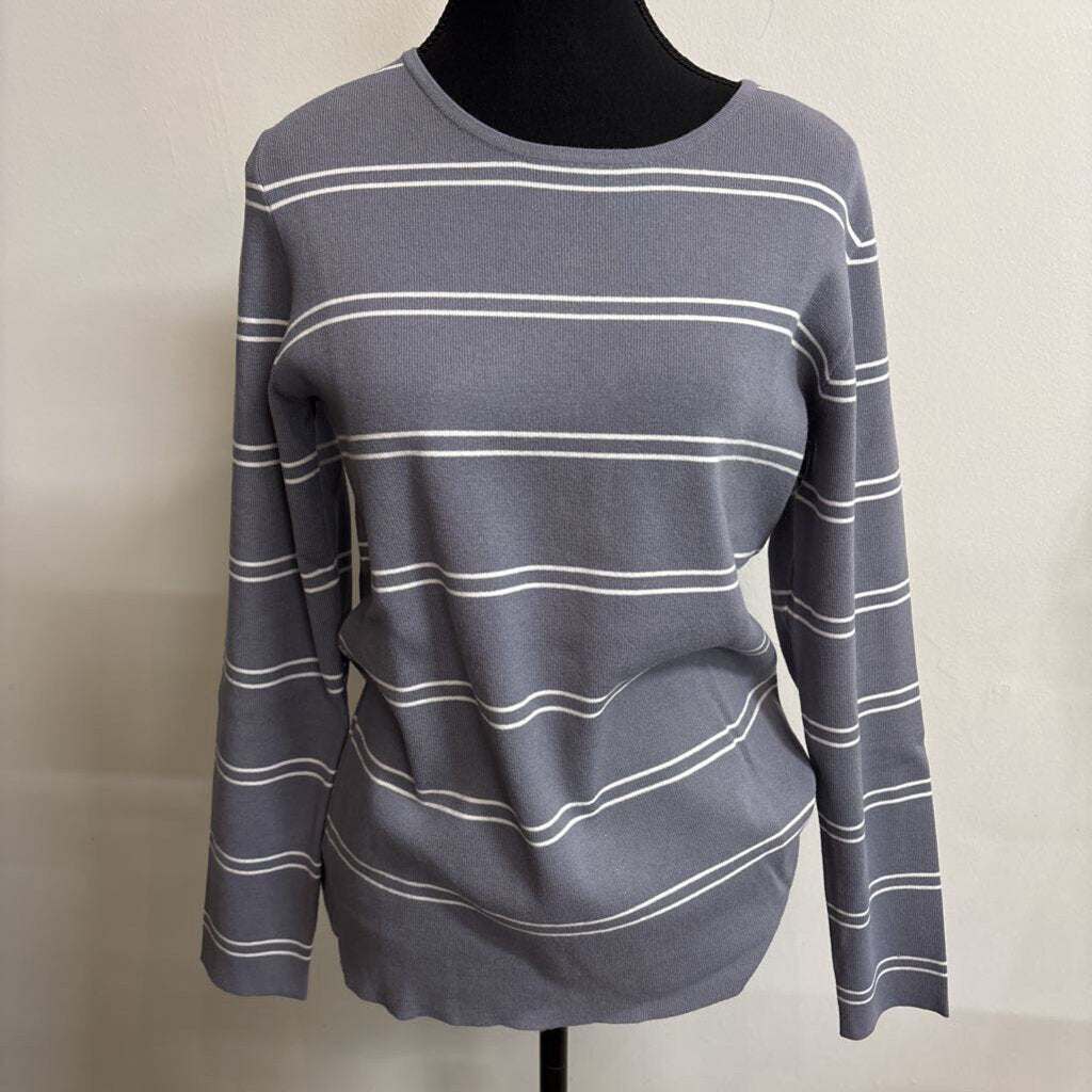 GREY & WHITE STRIPED TOP