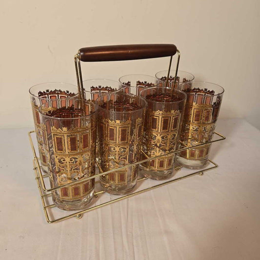 S/8 CULVER GOLD SCROLL GLASSES W/CARRIER