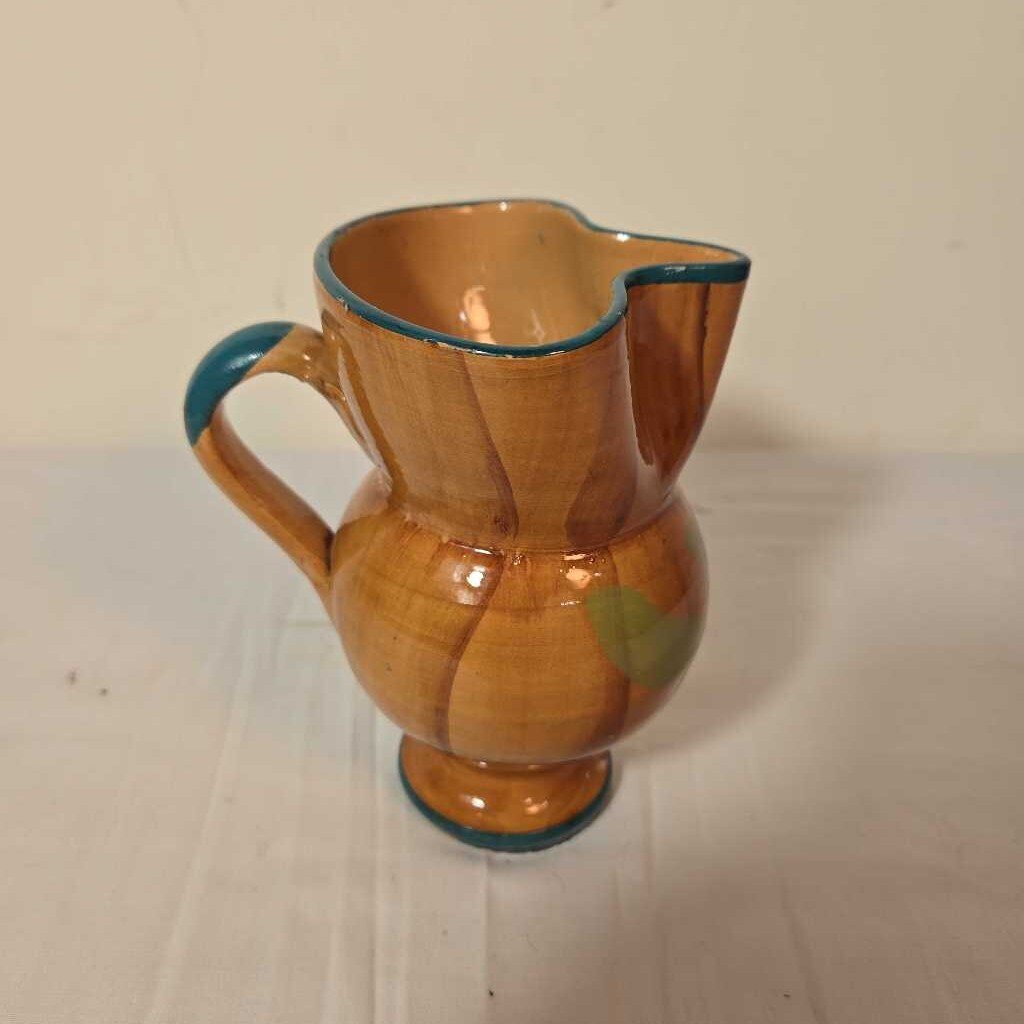 VTG HAND PAINTED TERRACOTTA PITCHER
