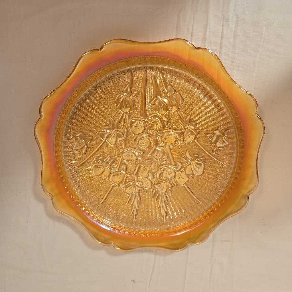 VTG JEANETTE CARNIVAL GLASS SERVING DISH