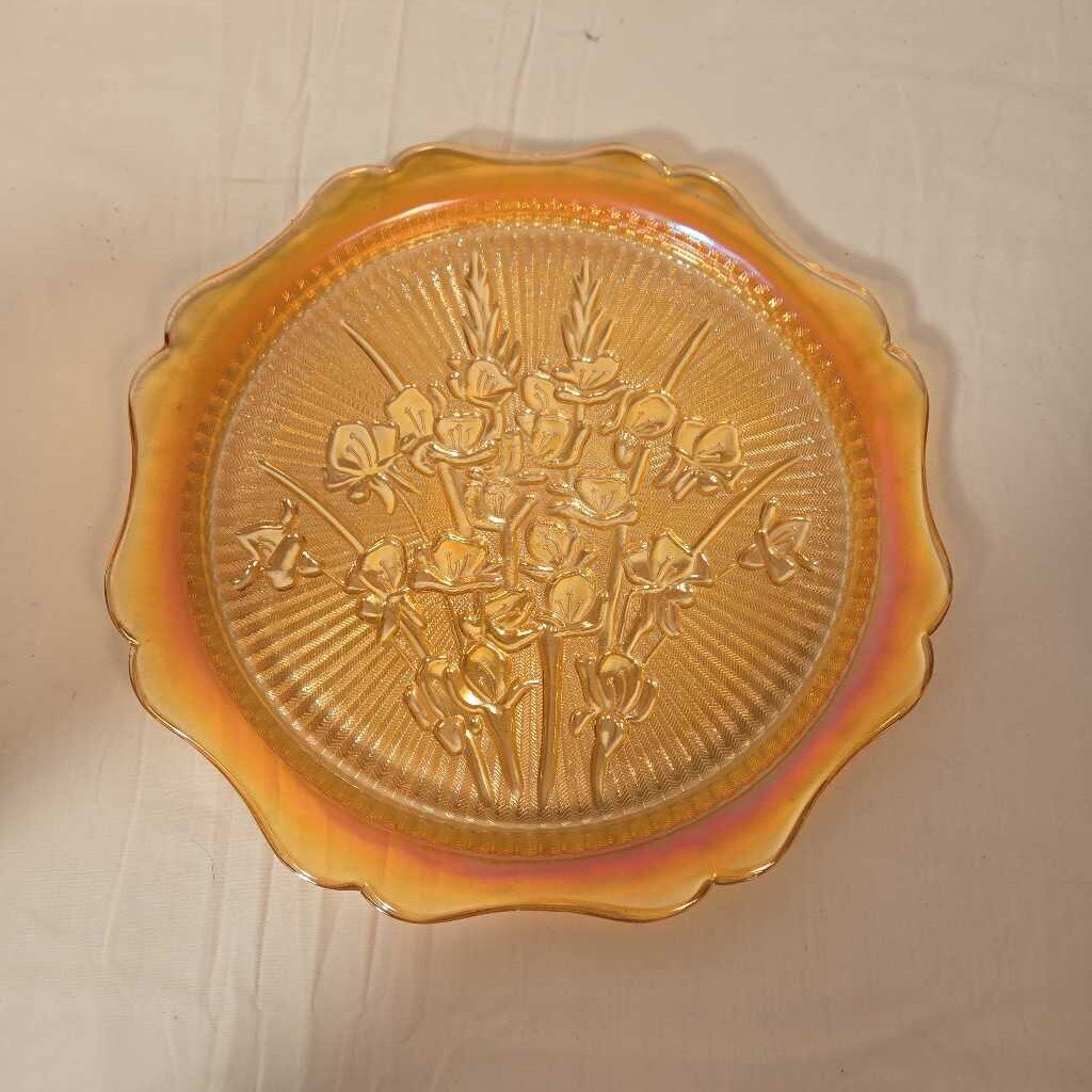 VTG JEANETTE CARNIVAL GLASS SERVING DISH
