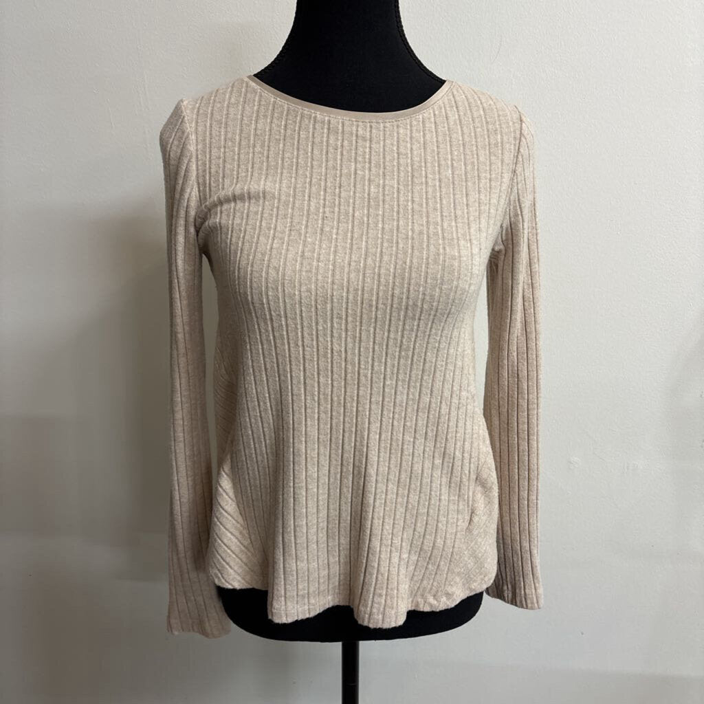 BEIGE RIBBED SWEATER