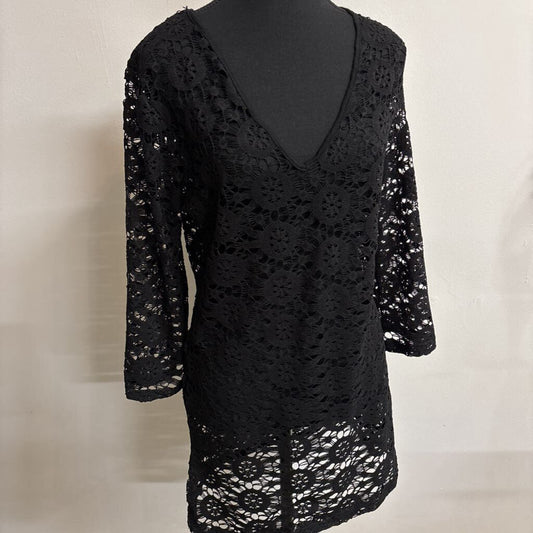 BLACK LACE COVER UP