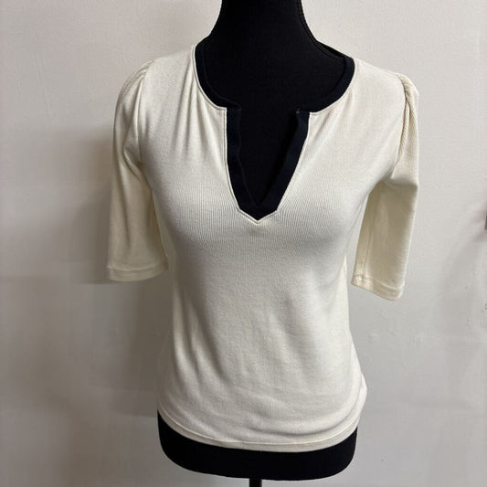 CREAM & BLACK 3/4 SLEEVE TOP