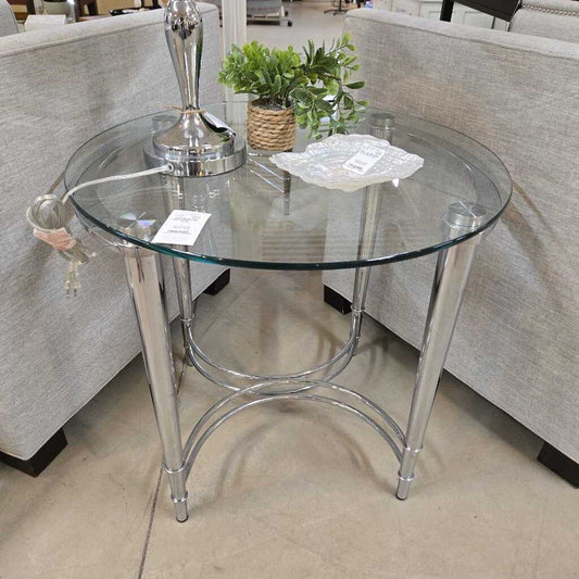 CHROME/GLASS END TABLE