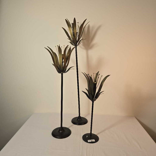 S/3 FLOWER TAPER CANDLE HOLDERS