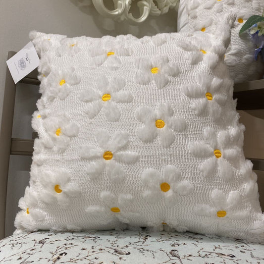 White Flower Decor Pillow