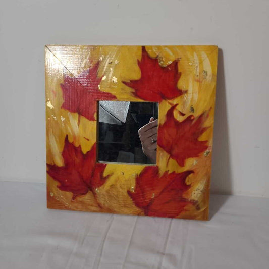 RED LEAF FRAMED MIRROR