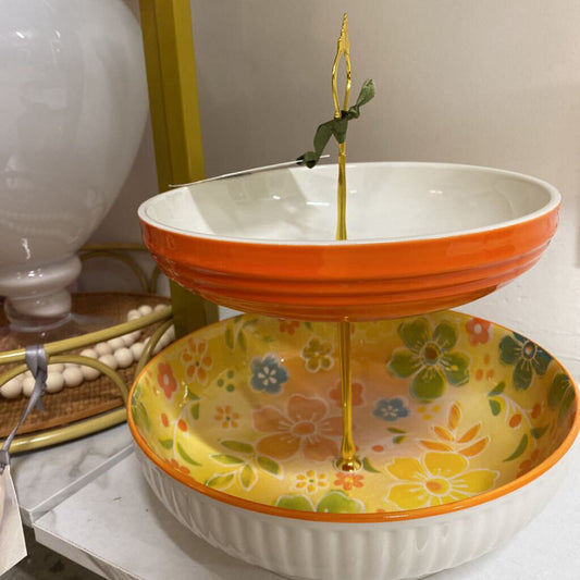 2 Tier Orange Bowl Tray