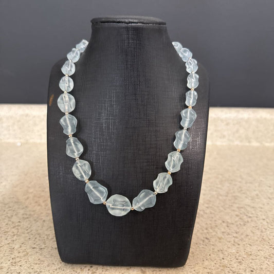 BLUE TRANSLUCENT BEADED NECKLACE