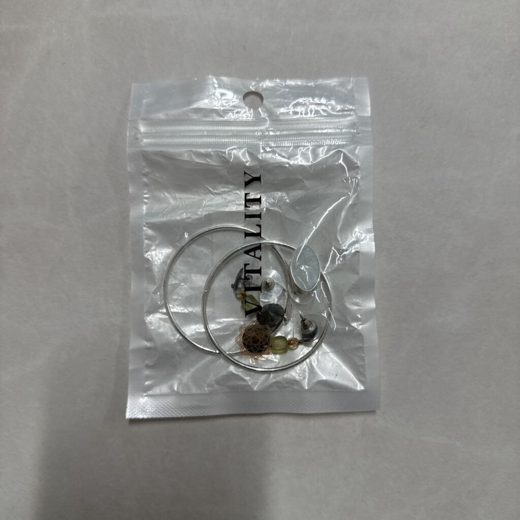 SILVER HOOP AND BEADED EARRINGS