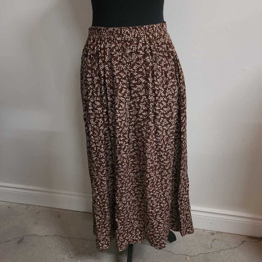 BROWN FLORAL MAXI SKIRT