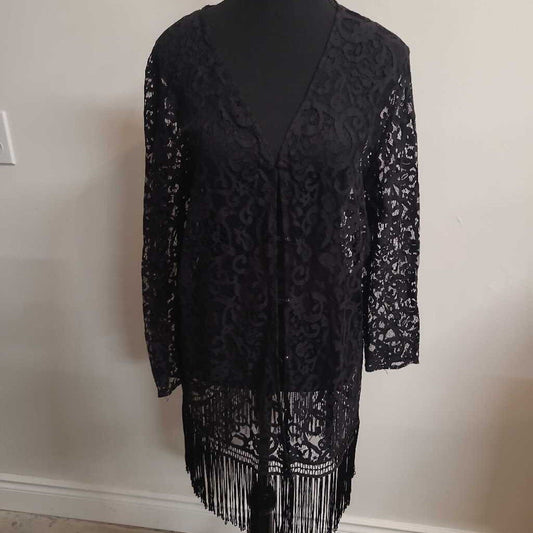 SHEER BLACK LACE CARDIGAN