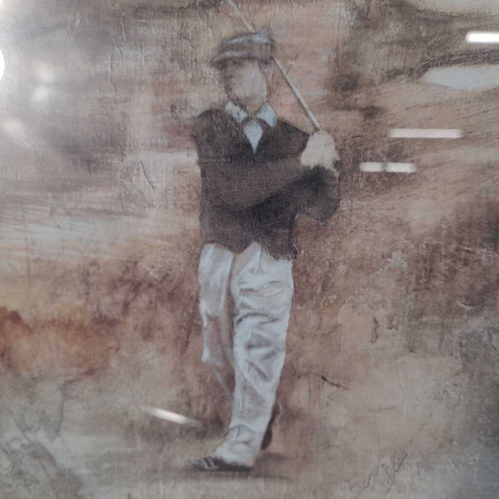 GOLFER W/CAR BY RICHARD HALL