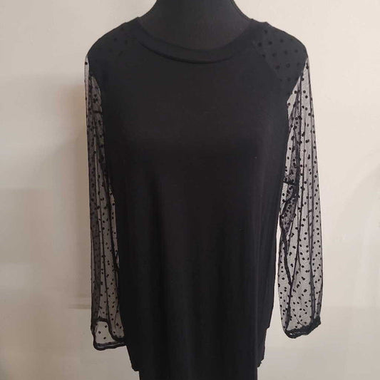 BLACK TOP WITH SHEER SLEEVES