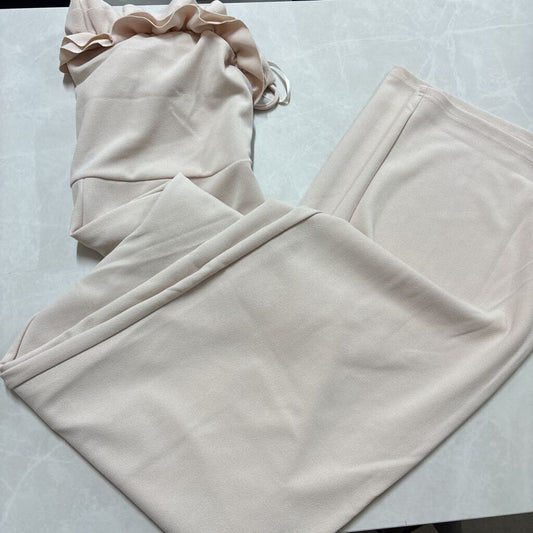 NWT CREAM RUFFLE TOP JUMPSUIT