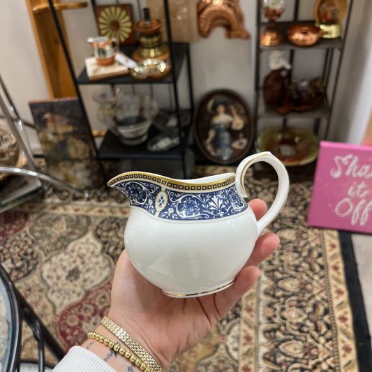 VTG RARE ROYAL DAULTON CHALLINOR CREAMER / VASE W/GOLD TRIM