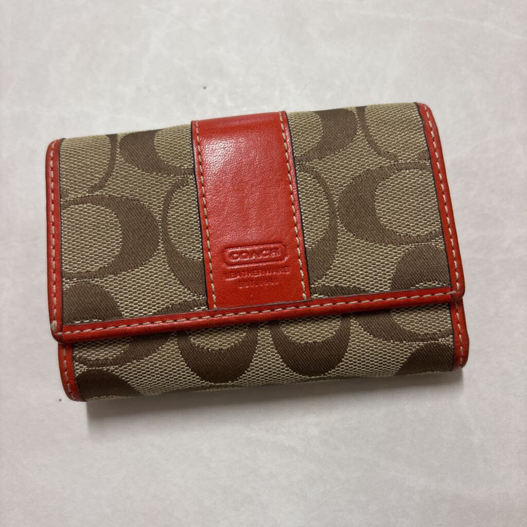 COACH KHAKI RED SIGNATURE WALLET