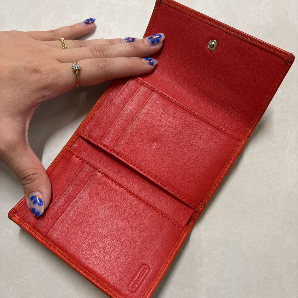 COACH KHAKI RED SIGNATURE WALLET