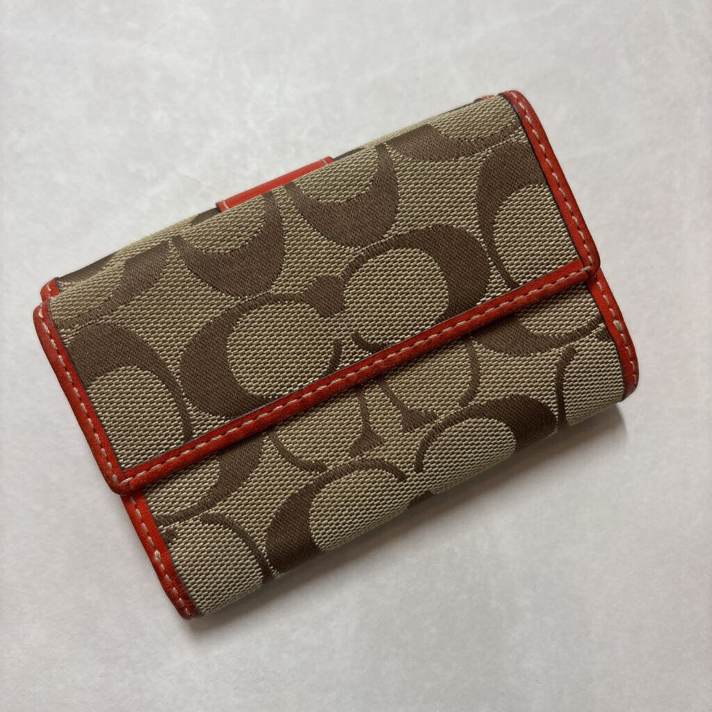 COACH KHAKI RED SIGNATURE WALLET