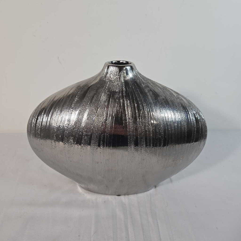SILVER OVAL VASE