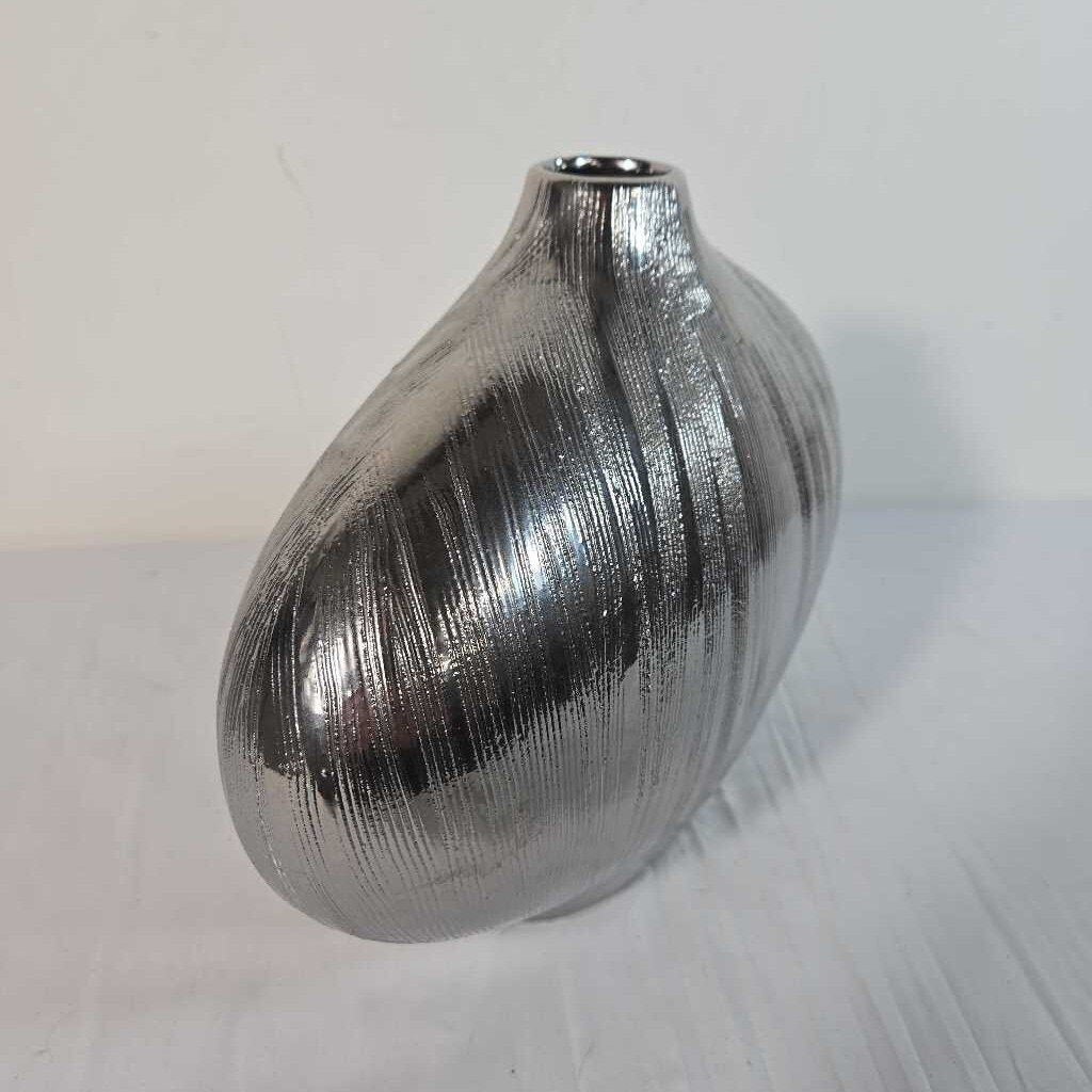 SILVER OVAL VASE