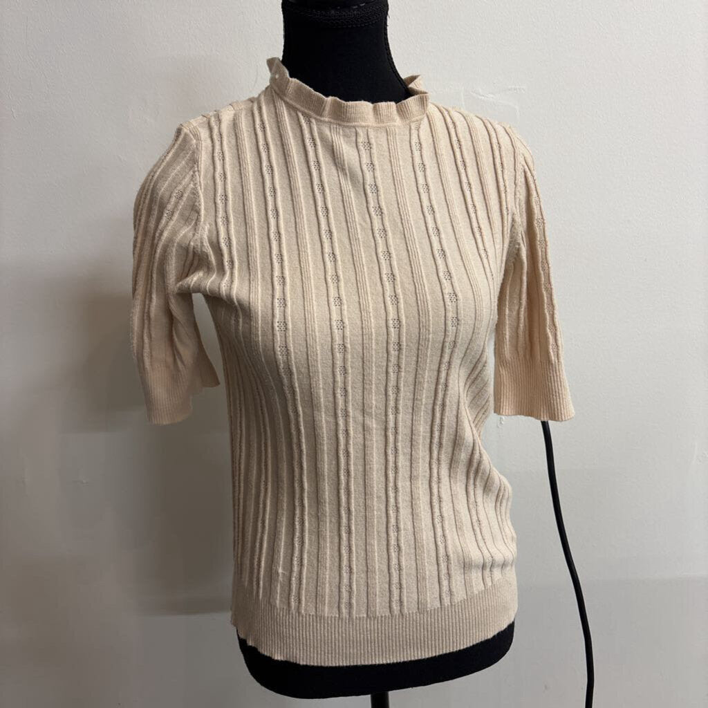 KNIT HIGH-NECK TAN TOP