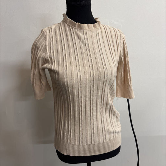 KNIT HIGH-NECK TAN TOP