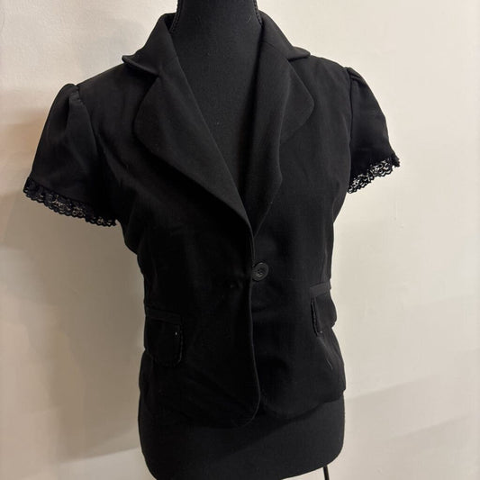 LACE SLEEVE BLACK BLAZER