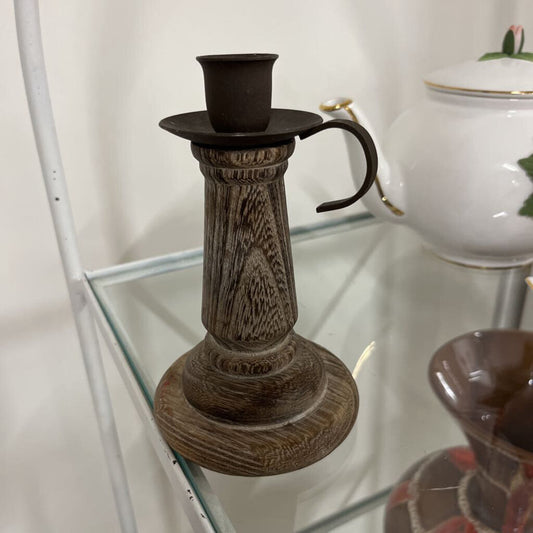 Wood and metal candlestick