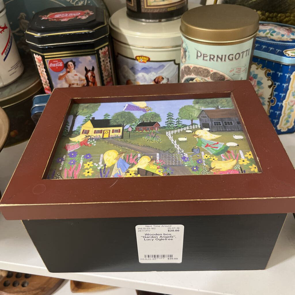 Wooden box, "Garden Angels", Lucy Ogletree