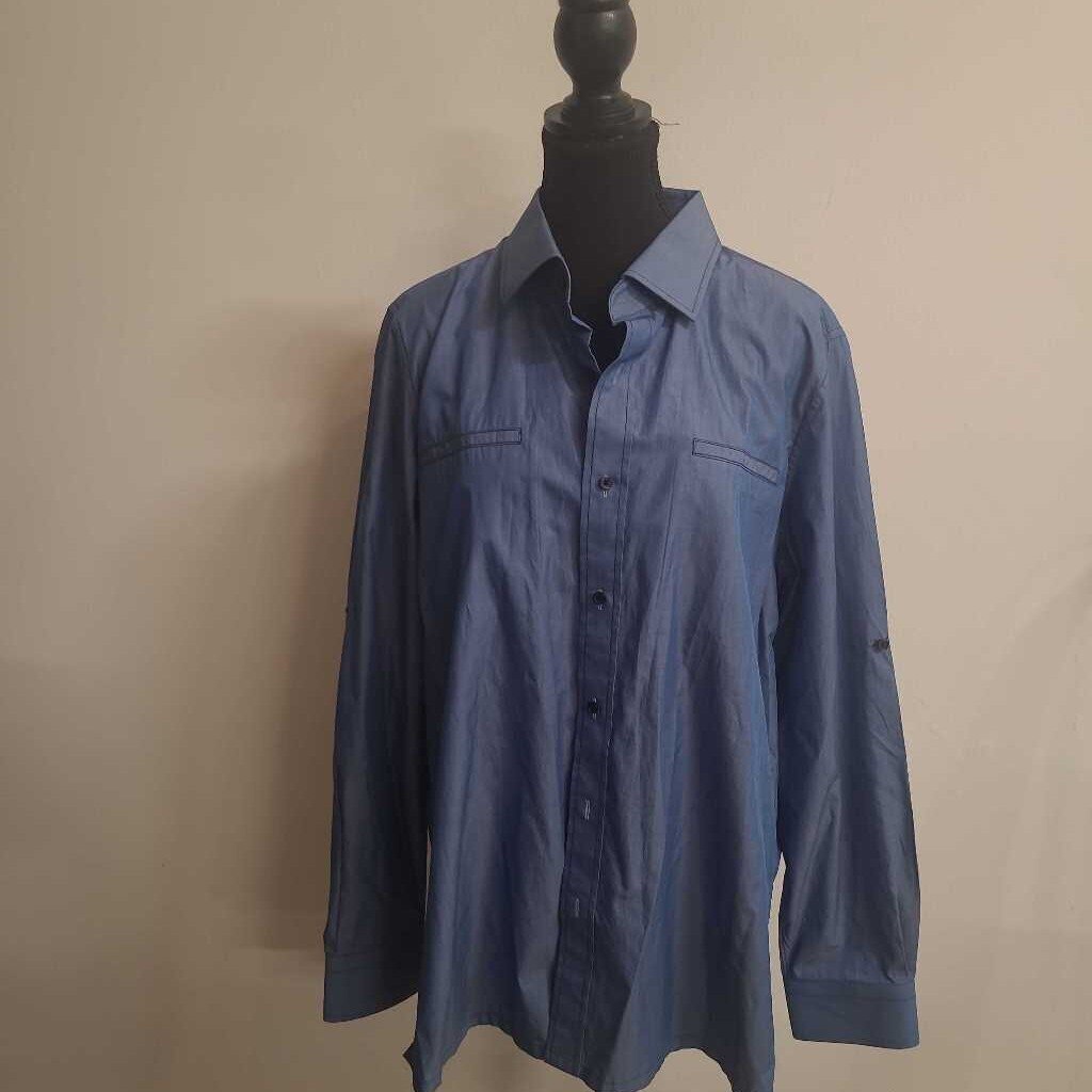CUSTOM BLUE MENS DRESS SHIRT