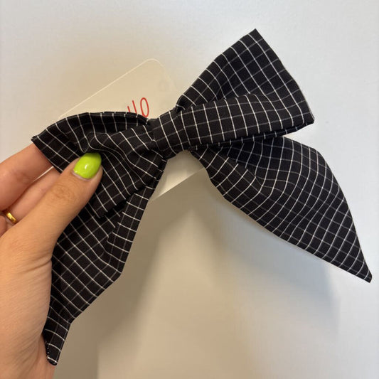 HAIR BOWS - B&W GRID
