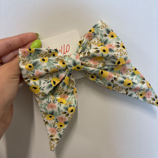 HAIR BOWS - YELLOW/PINK FLOWERS