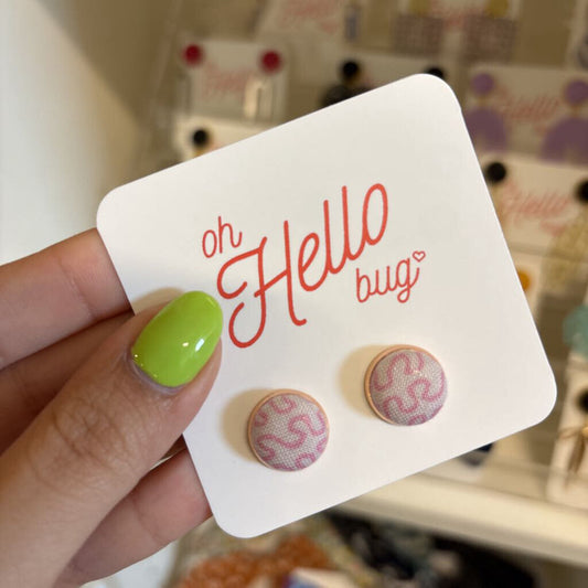 STUD EARRINGS - PINK SQUIGGLE