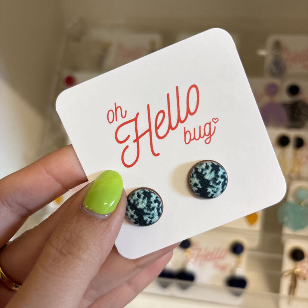 STUD EARRINGS - TEAL ABSTRACT